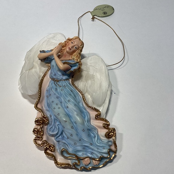 Bradford Editions Celestial Angles Ornaments set Of 5 With Real Leather Wings. - Picture 6 of 10